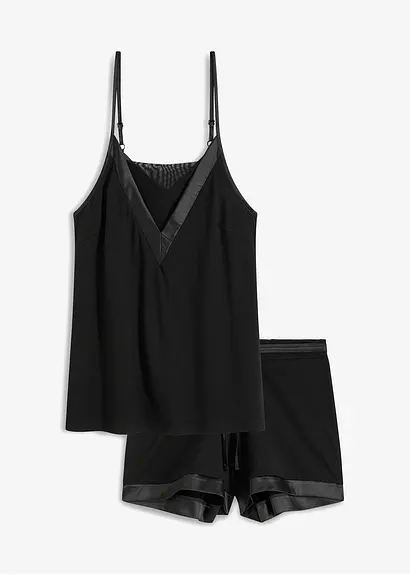 Shorty mit Viskose und Satin in schwarz von vorne - bonprix Shorty mit Viskose und Satin in schwarz von vorne - bonprix