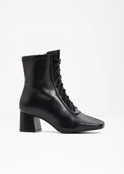 Schnür Stiefelette in schwarz von vorne - bonprix Schnür Stiefelette in schwarz von vorne - bonprix
