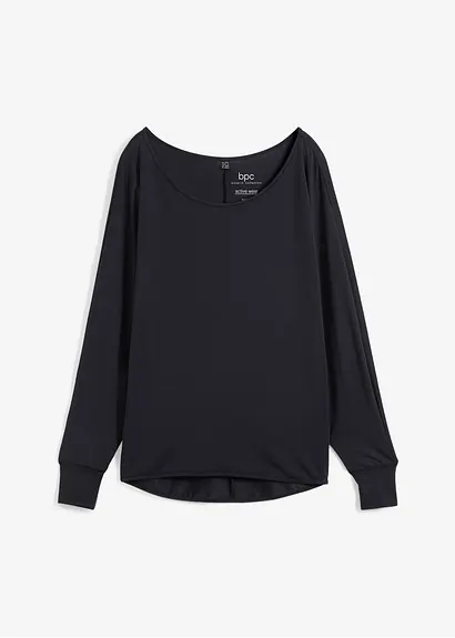 Schnelltrocknendes Sport-Shirt mit Retro-Print in schwarz von vorne - bonprix Schnelltrocknendes Sport-Shirt mit Retro-Print in schwarz von vorne - bonprix
