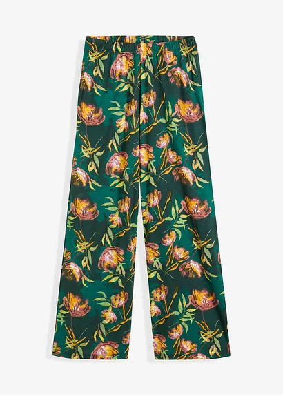 Weite Pyjamahose mit Eingriffstaschen und Viskose in grün von vorne - bonprix Weite Pyjamahose mit Eingriffstaschen und Viskose in grün von vorne - bonprix