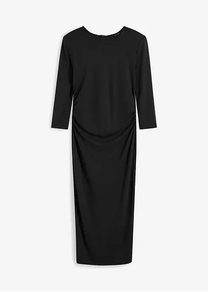 Kleid mit Raffung in schwarz von vorne - bonprix Kleid mit Raffung in schwarz von vorne - bonprix