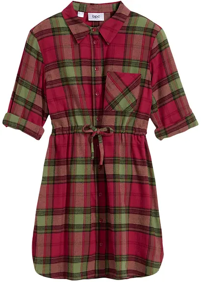 Blusenkleid aus Flanell in rot von vorne - bonprix Blusenkleid aus Flanell in rot von vorne - bonprix