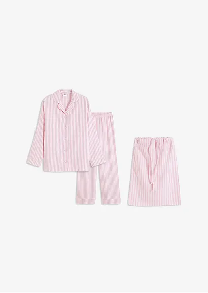 Gewebter Flanell Pyjama mit Geschenktasche in rosa von vorne - bonprix Gewebter Flanell Pyjama mit Geschenktasche in rosa von vorne - bonprix
