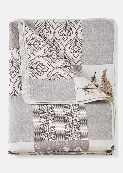 Tagesdecke mit Patchwork Druck in beige - bonprix Tagesdecke mit Patchwork Druck in beige - bonprix