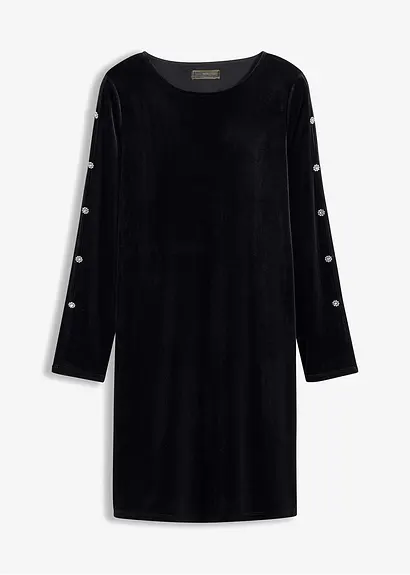 Minikleid aus softem Samt in schwarz von vorne - bonprix Minikleid aus softem Samt in schwarz von vorne - bonprix