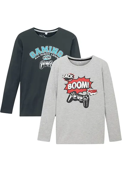 Langarmshirt mit Bio-Baumwolle (2er-Pack) in schwarz von vorne - bonprix Langarmshirt mit Bio-Baumwolle (2er-Pack) in schwarz von vorne - bonprix