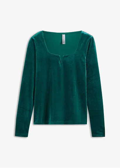 Shirt aus softem Samt in grün von vorne - bonprix Shirt aus softem Samt in grün von vorne - bonprix