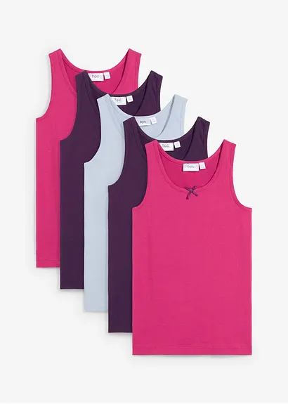 Unterhemd mit weicher Baumwolle (5er Pack) in lila von vorne - bonprix Unterhemd mit weicher Baumwolle (5er Pack) in lila von vorne - bonprix