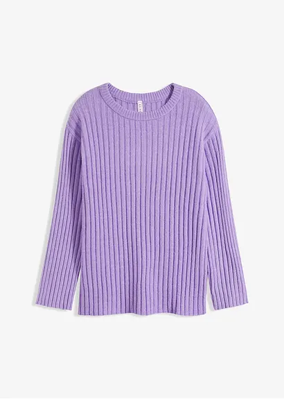 Gerippter Oversize-Pullover in lila von vorne - bonprix Gerippter Oversize-Pullover in lila von vorne - bonprix