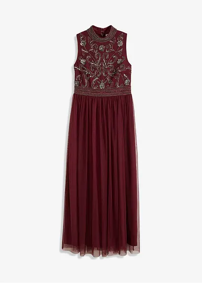 Maxikleid mit Perlenstickerei in rot von vorne - bonprix Maxikleid mit Perlenstickerei in rot von vorne - bonprix