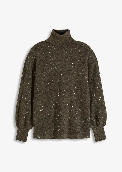 Pullover mit Pailletten in braun von vorne - bonprix Pullover mit Pailletten in braun von vorne - bonprix