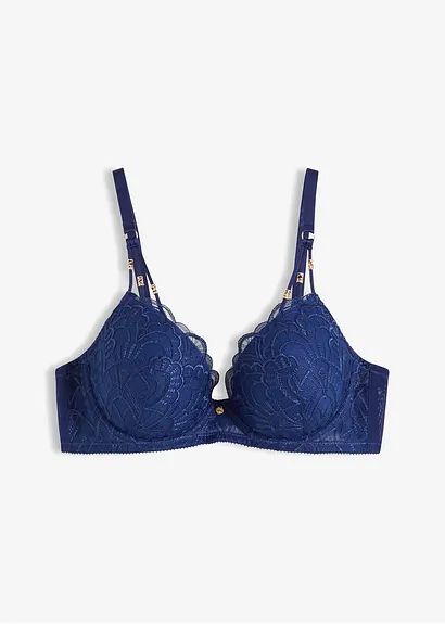 Schalen-BH aus edler Stickerei in blau von vorne - bonprix Schalen-BH aus edler Stickerei in blau von vorne - bonprix