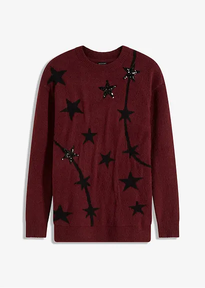 Pullover mit Pailletten in rot von vorne - bonprix Pullover mit Pailletten in rot von vorne - bonprix