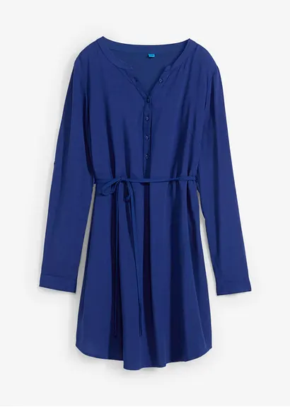2-in-1 Umstands- und Stillblusenkleid aus fließender Viskose in blau von vorne - bonprix 2-in-1 Umstands- und Stillblusenkleid aus fließender Viskose in blau von vorne - bonprix