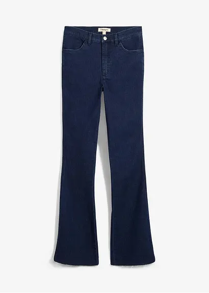 Bootcut Jeans High Waist, Soft Stretch in blau von vorne - bonprix Bootcut Jeans High Waist, Soft Stretch in blau von vorne - bonprix