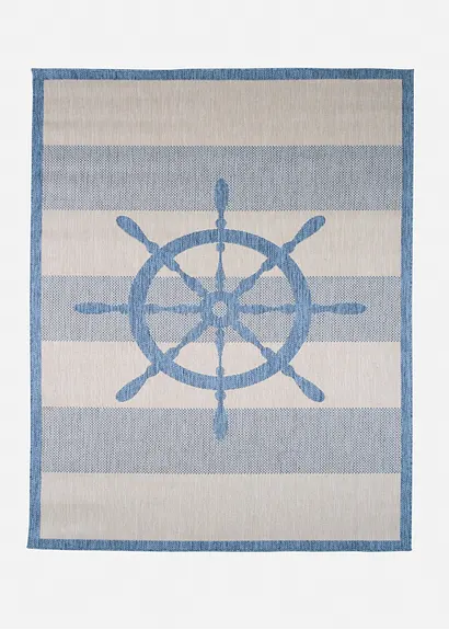 In-und Outdoor Teppich mit Steuerrad Motiv in blau von vorne - bonprix In-und Outdoor Teppich mit Steuerrad Motiv in blau von vorne - bonprix