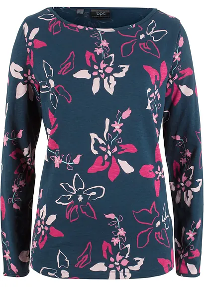 Langarmshirt aus reiner Baumwolle in blau von vorne - bonprix Langarmshirt aus reiner Baumwolle in blau von vorne - bonprix