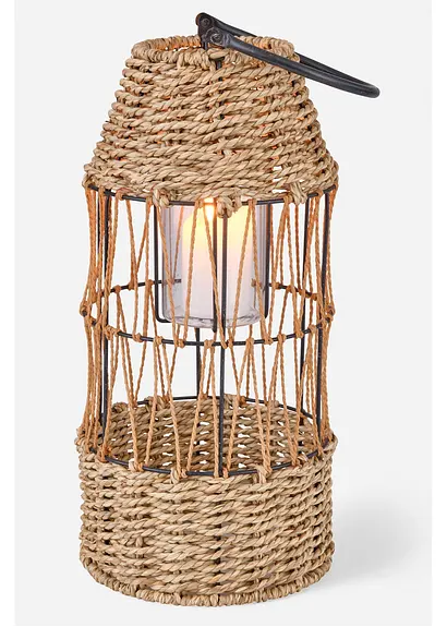 Windlicht mit Glaseinsatz in beige von vorne - bonprix Windlicht mit Glaseinsatz in beige von vorne - bonprix