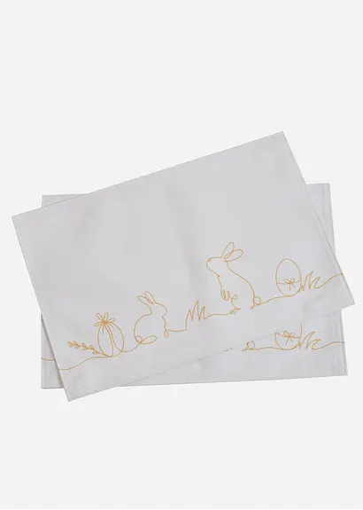 Tischset mit Hasen Druck (2er Pack) in weiß von vorne - bonprix Tischset mit Hasen Druck (2er Pack) in weiß von vorne - bonprix