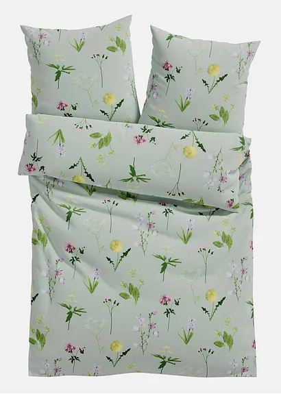 Bettwäsche mit Blumen in grün von vorne - bonprix Bettwäsche mit Blumen in grün von vorne - bonprix