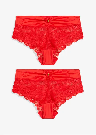 (2er Pack) Panty aus zarter Spitze in rot von vorne - bonprix (2er Pack) Panty aus zarter Spitze in rot von vorne - bonprix