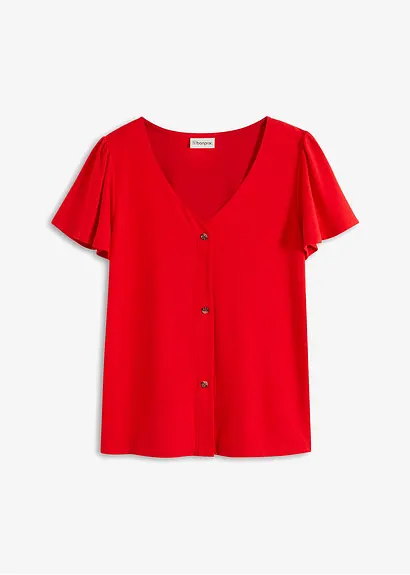 Shirt mit Knopfleiste in rot von vorne - bonprix Shirt mit Knopfleiste in rot von vorne - bonprix
