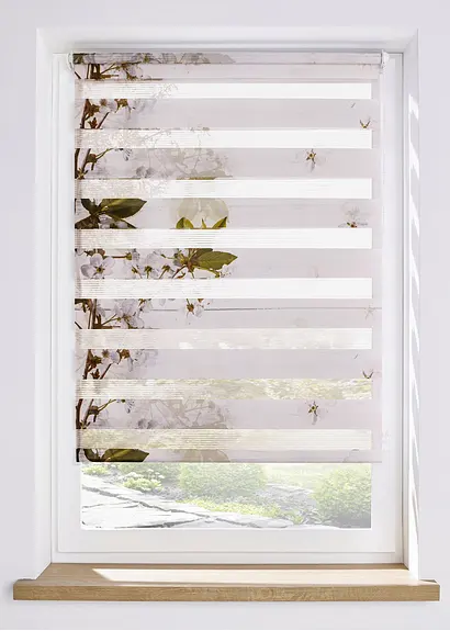 Doppelrollo mit Blütenmotiv in beige - bonprix Doppelrollo mit Blütenmotiv in beige - bonprix