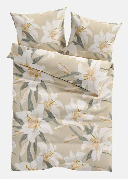 Bettwäsche mit Blumen in beige von vorne - bonprix Bettwäsche mit Blumen in beige von vorne - bonprix