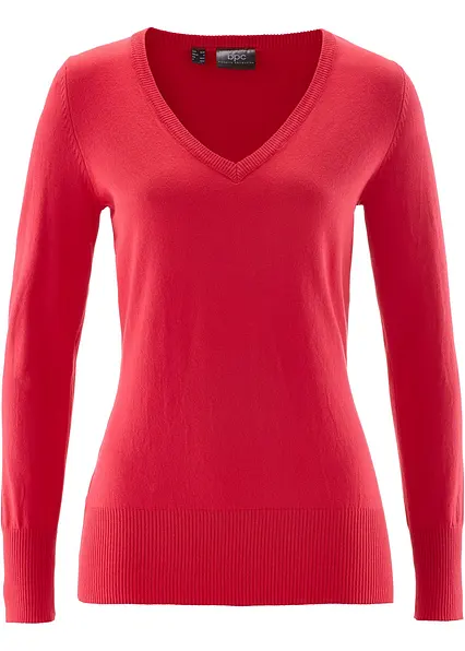 Feinstrickpullover in rot von vorne - bonprix Feinstrickpullover in rot von vorne - bonprix