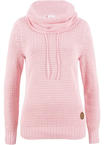 Rollkragenpullover mit Kordeln in rosa von vorne - bonprix Rollkragenpullover mit Kordeln in rosa von vorne - bonprix