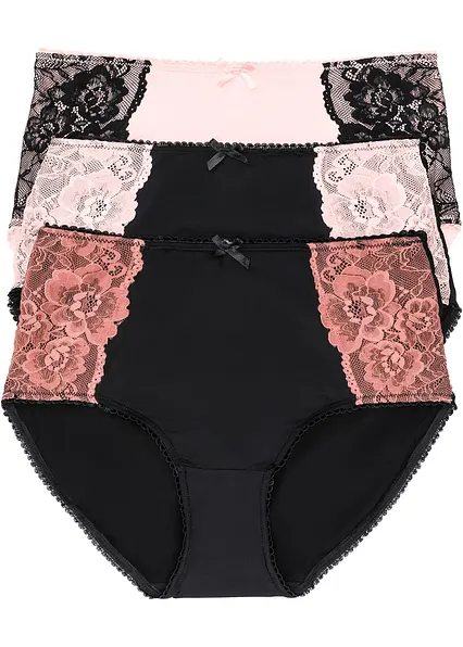 Maxislip Microfaser (3er Pack) in schwarz von vorne - bonprix Maxislip Microfaser (3er Pack) in schwarz von vorne - bonprix