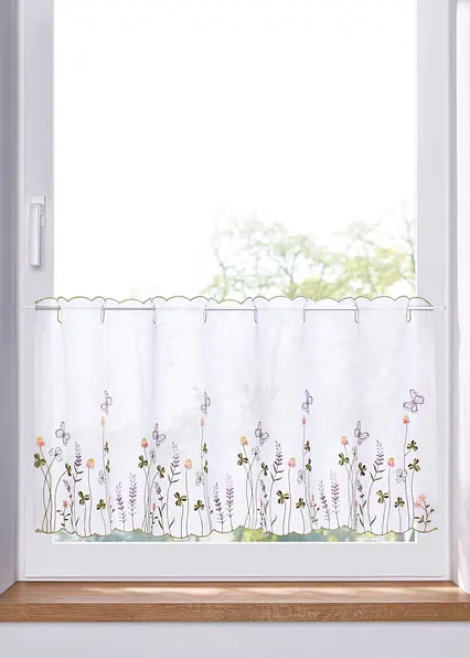 Scheibengardine mit Blumenstickerei in beige - bonprix Scheibengardine mit Blumenstickerei in beige - bonprix