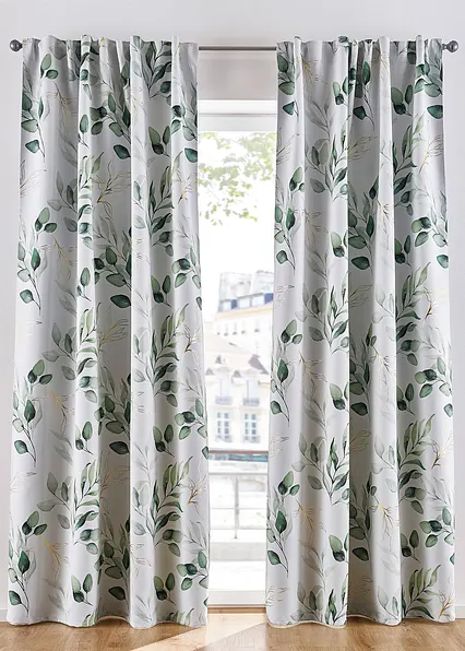 Abdunkelnder Vorhang mit floralem Glanz Druck (1er Pack) in grau - bonprix Abdunkelnder Vorhang mit floralem Glanz Druck (1er Pack) in grau - bonprix