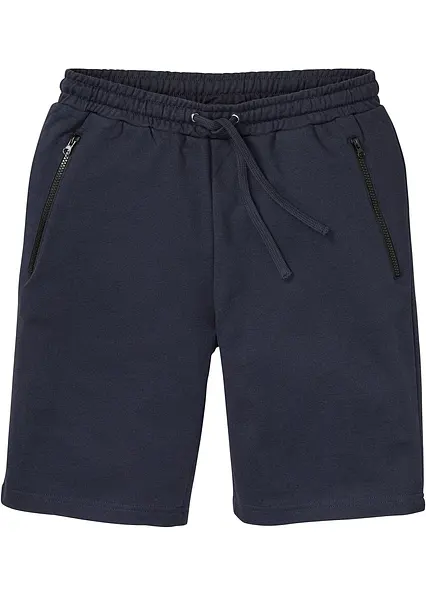 Sweat-Bermuda mit praktischen Reißverschlusstaschen in blau von vorne - bonprix Sweat-Bermuda mit praktischen Reißverschlusstaschen in blau von vorne - bonprix