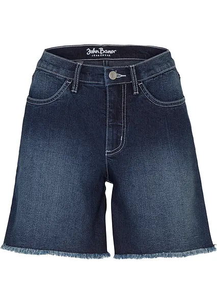 Jeansshorts, Mid Waist, Stretch in blau von vorne - bonprix Jeansshorts, Mid Waist, Stretch in blau von vorne - bonprix