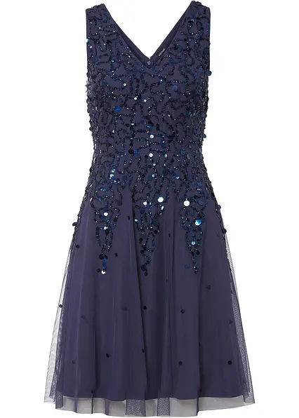 Mini-Paillettenkleid in blau von vorne - bonprix Mini-Paillettenkleid in blau von vorne - bonprix