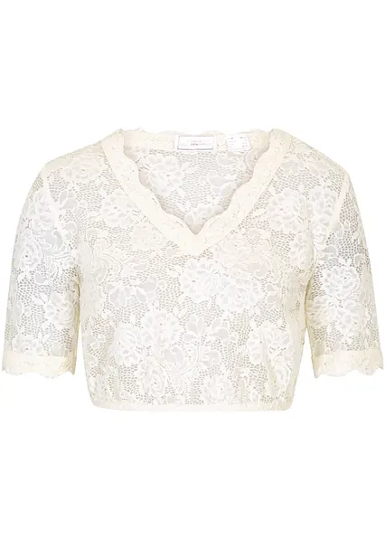 Spitzen-Dirndlbluse in weiß von vorne - bonprix Spitzen-Dirndlbluse in weiß von vorne - bonprix