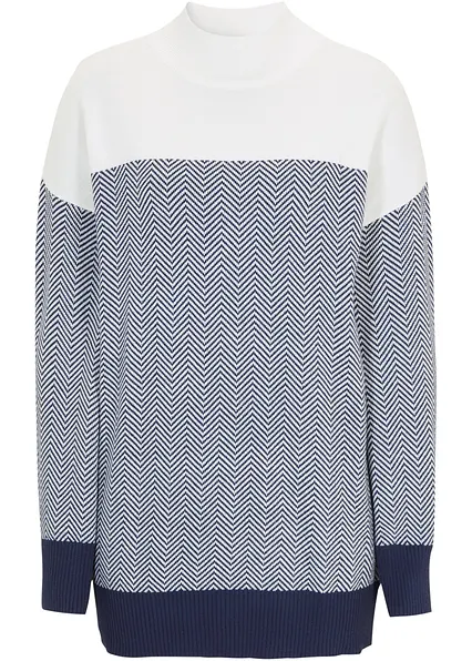 Lässiger Longpullover in weiß von vorne - bonprix Lässiger Longpullover in weiß von vorne - bonprix