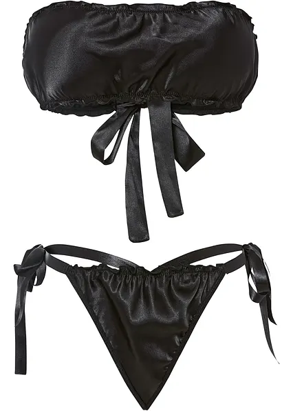 Bandeau Top zum Binden und String (2-tlg.Set) in schwarz von vorne - bonprix Bandeau Top zum Binden und String (2-tlg.Set) in schwarz von vorne - bonprix