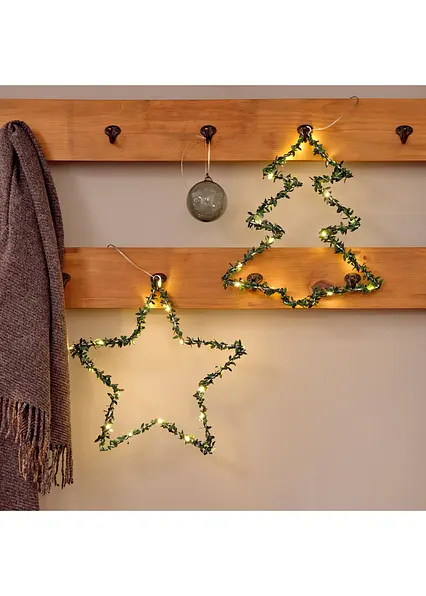 LED-Hängedeko in Weihnachtsbaum- und Sternform (2-tlg. Set) in grün - bonprix LED-Hängedeko in Weihnachtsbaum- und Sternform (2-tlg. Set) in grün - bonprix