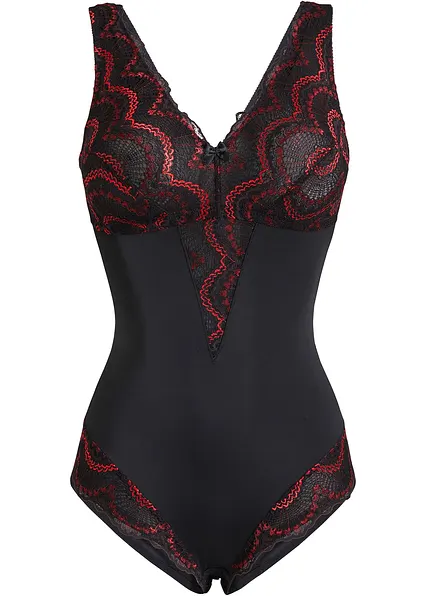 Geschmückter Shape Body mit mittlerer Formkraft in schwarz von vorne - bonprix Geschmückter Shape Body mit mittlerer Formkraft in schwarz von vorne - bonprix