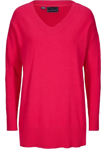 Long-Pullover in rot von vorne - bonprix Long-Pullover in rot von vorne - bonprix