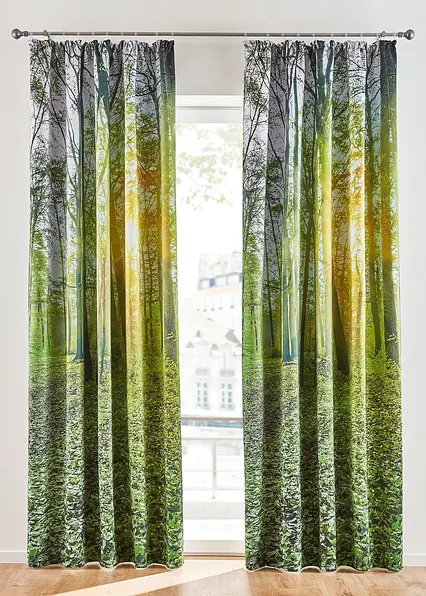 Abdunkelnder Vorhang mit Wald Motiv (1er Pack) in grün - bonprix Abdunkelnder Vorhang mit Wald Motiv (1er Pack) in grün - bonprix