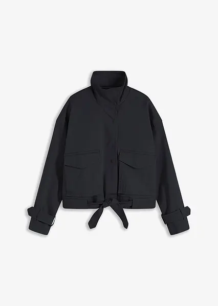 Weite Twill-Jacke mit aufgesetzten Taschen in schwarz von vorne - bonprix Weite Twill-Jacke mit aufgesetzten Taschen in schwarz von vorne - bonprix