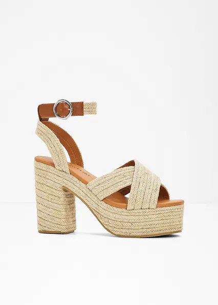 Plateau-Sandaletten in beige von vorne - bonprix Plateau-Sandaletten in beige von vorne - bonprix