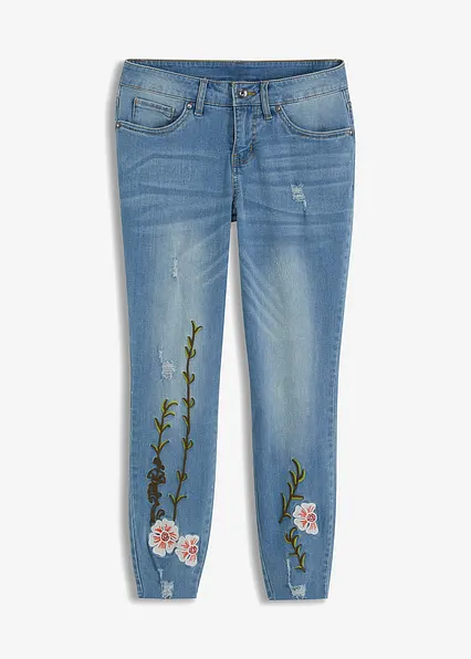 Skinny-Jeans Mid Waist, Stretch in blau von vorne - bonprix Skinny-Jeans Mid Waist, Stretch in blau von vorne - bonprix