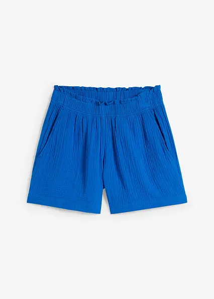 Musselin-Shorts aus reiner Baumwolle in blau von vorne - bonprix Musselin-Shorts aus reiner Baumwolle in blau von vorne - bonprix