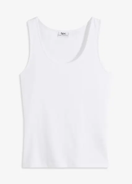 Ripp-Top aus reiner Bio-Baumwolle in weiß von vorne - bonprix Ripp-Top aus reiner Bio-Baumwolle in weiß von vorne - bonprix