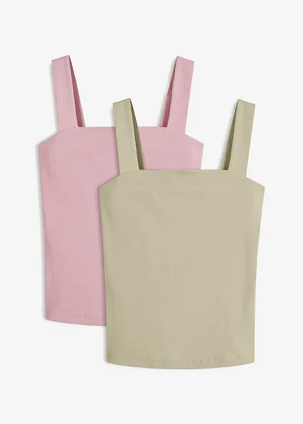 Ripp-Top aus Bio-Baumwolle (2er Pack) in rosa von vorne - bonprix Ripp-Top aus Bio-Baumwolle (2er Pack) in rosa von vorne - bonprix