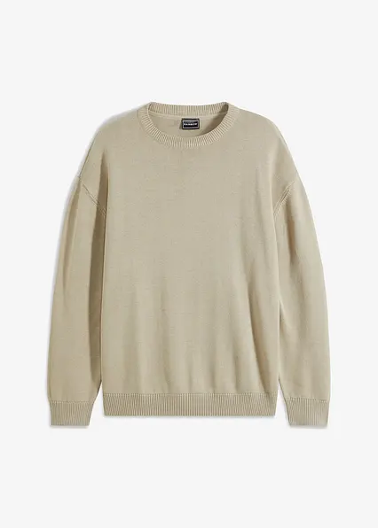 Rundhalspullover mit Baumwolle, Loose Fit in grau von vorne - bonprix Rundhalspullover mit Baumwolle, Loose Fit in grau von vorne - bonprix